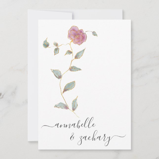 Convite *~* QR Rosa de RSVP SIMPLLE Dourado Glitter AR12 C (Frente)