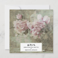 *~* QR RSVP Vintage Pink Peony Floral AR23 WEDDING