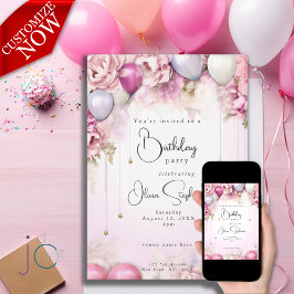 Convite QR Tons de Magenta de Aniversário