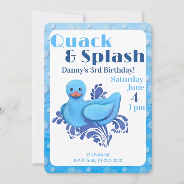 Convite Quack and Splash Duck 3rd Birthday Invitation (Frente)
