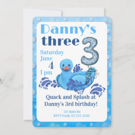 Convite Quack and Splash Duck 3rd Birthday Invitation