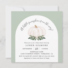 Convite Quadrado de Chá de fraldas de Abóbora Branca
