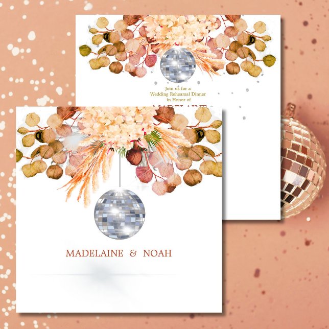 Convite Quadrado de Ensaio de Casamento Elegante Floral de (Criador carregado)