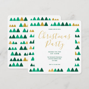 Convite Quadrado de Natal Minimalista de Madeira Verde e D