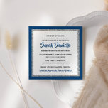 Convite Quadrado de Prata Azul do Bat Mitzvah Marinho<br><div class="desc">Este convite do Bat Mitzvah de tendência apresenta brilho falso cintilante em camadas sobre um fundo de cor sólida. Use o formulário modelo para adicionar suas próprias informações. A Ferramenta Design pode ser usada para alterar o estilo,  a cor e o layout da fonte.</div>