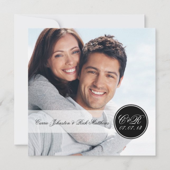 Convite Quadrado dobro simples do casamento da foto das (Frente)