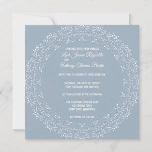 Convite Quadrado Dusty Blue com Mandala Branca