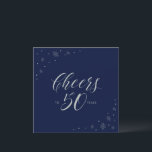 Convite Quadrado Festa de aniversário Azul Marinho Pratead<br><div class="desc">Vamos comemora seu dia especial com este na moda 50º convite de aniversário. Este design apresenta a tipografia de prata-chic " Anima até 50 anos " e gráficos brilhantes em um fundo azul-marinho escuro. Você pode personalizar o texto e a cor do plano de fundo. Convites e suprimentos de festa...</div>