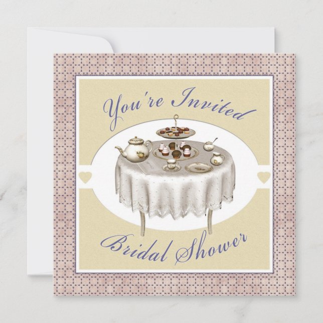 Convite Quadrado para Desserts de Partido do Chá c (Frente)