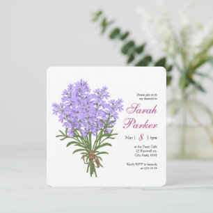 Convite Quadrado para Festa de Despedida Lavanda