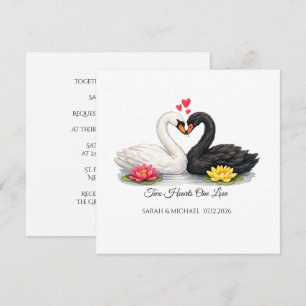 Convite Quadrado Personalizado Dois Corações Um Am