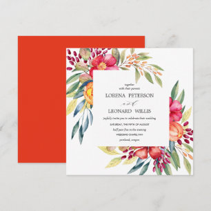 Convite Quadrado rústico ELEGANTE moderno pintado da flor