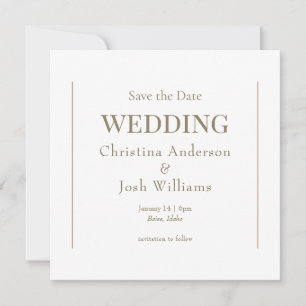 Convite Quadrado Save the Date de Casamento Branco