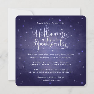 Convite Quadrado Spooktacular de Halloween Azul/Redondo