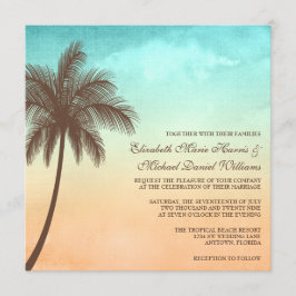 Convite Quadrado tropical do casamento da palmeira da