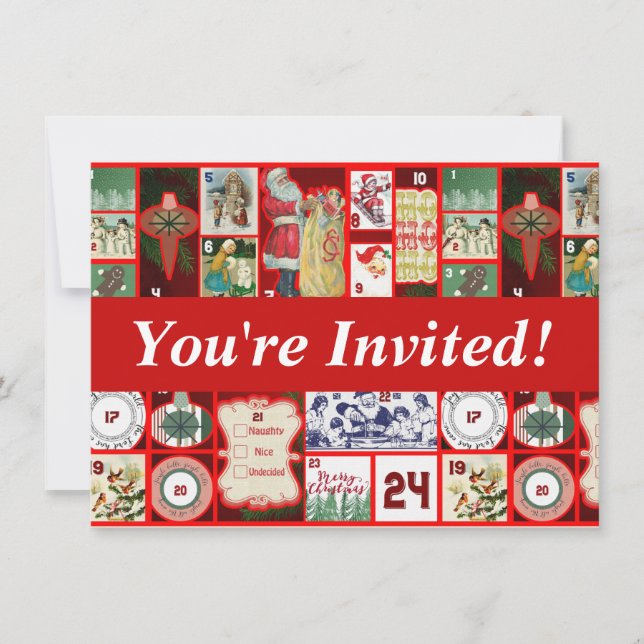 Convite Quadrados de Ilustração do Bloco de Natal (Frente)