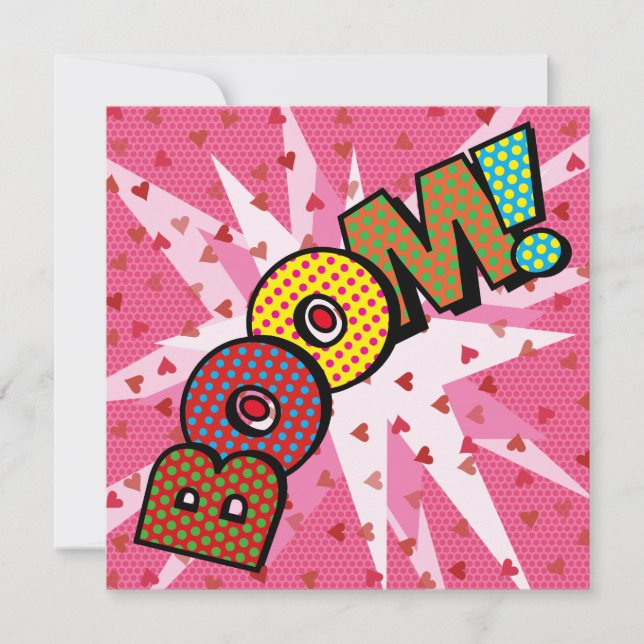 Convite Quadrinho Colorido Divertido BOOM Moderno (Frente)