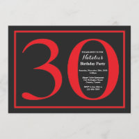 Quadro aniversário de 30 anos vermelho e preto