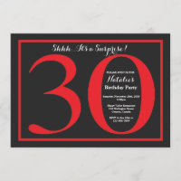 Quadro aniversário de 30 anos vermelho e preto Sur