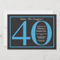 Quadro aniversário de 40 anos azul e preto Surpres