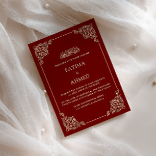Convite Quadro Antigo Barroco Dourado Borgonha Casamento M