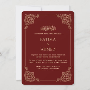 Convite Quadro Antigo Barroco Dourado Borgonha Casamento M
