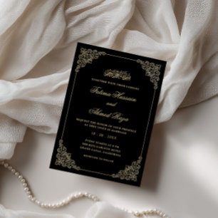 Convite Quadro Antigo Barroco Dourado Casamento Muçulmano