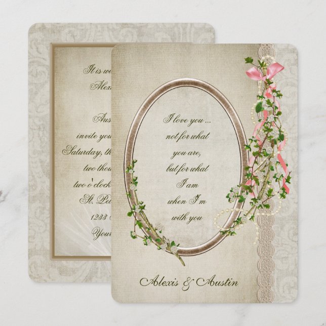 Convite Quadro antigo para Verso de Casamento (Frente/Verso)