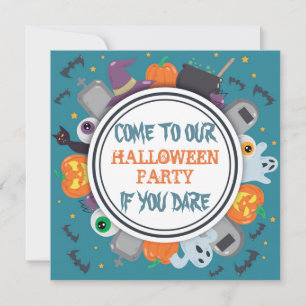 Convite Quadro Assustador Fofo Festa de Halloween