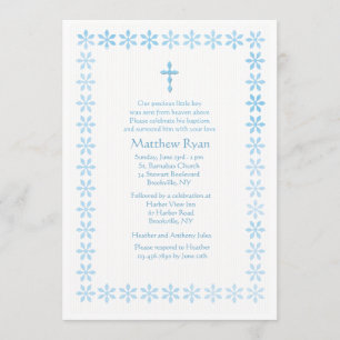 Convite Quadro azul da flor do estêncil