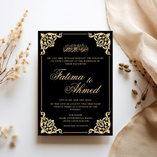 Convite Quadro Barroco Opulento Dourado Preto Casamento Mu