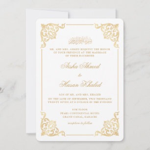 Convite Quadro Barroco Vitoriano Dourado Branco Casamento