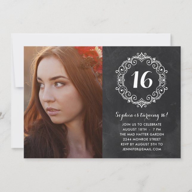 Convite Quadro Bonito| Foto Doce Dezesseis Aniversário (Frente)