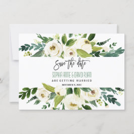 Convite Quadro Charm Watercolor Floral Branco Salvar Data