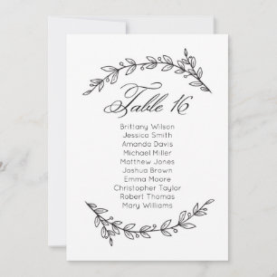 Convite Quadro clássico de casamento. Plano de Mesa 16