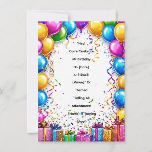 Convite Quadro Colorido de Celebração de Aniversário