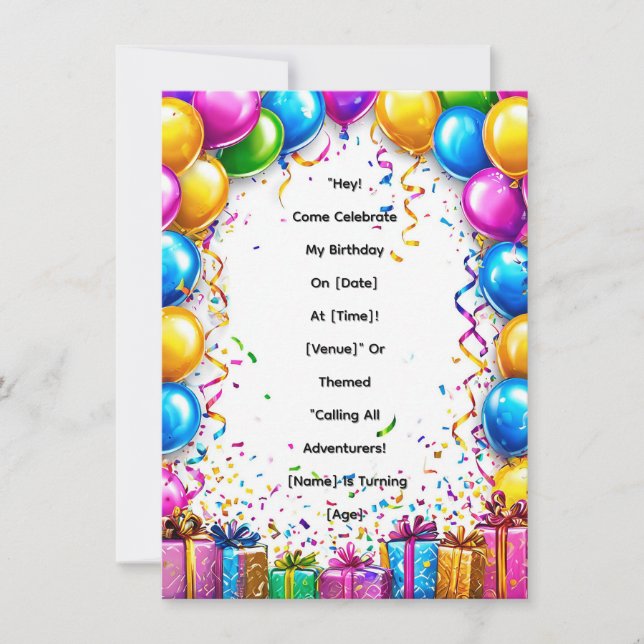 Convite Quadro Colorido de Celebração de Aniversário (Frente)