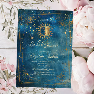 Convite Quadro da Lua Celestial Azul Chá de Noiva