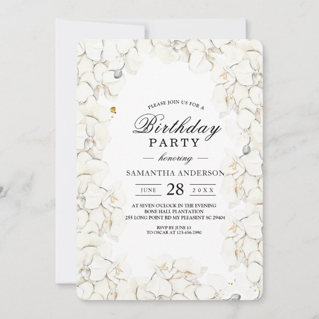 Convite Quadro das Orquídeas Brancas de Bela Elegante (Frente)