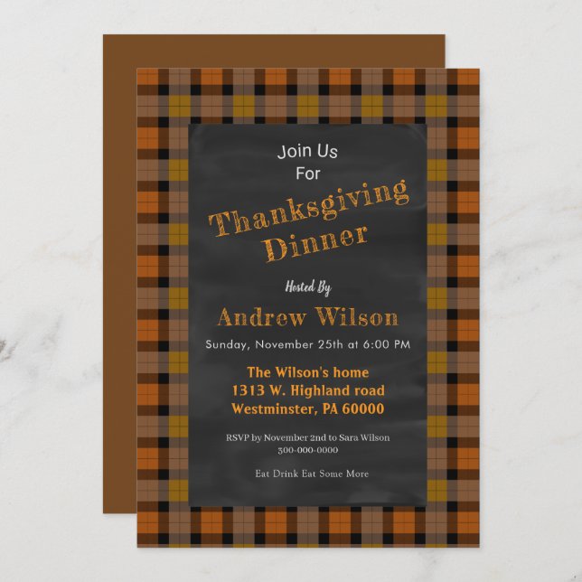 Convite Quadro de Ação de Graças (Frente/Verso)