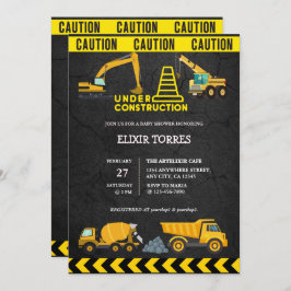 Convite Quadro De Alcatrão Sob Chá de fraldas De Construçã