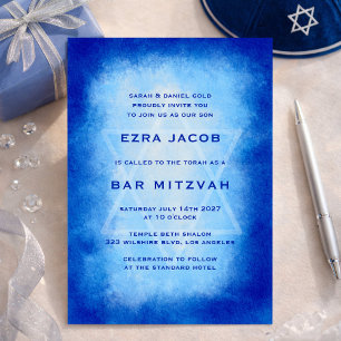Convite Quadro de Aquarela Azul Estrela Personalizado Bar