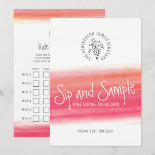 Convite Quadro de avaliação do provando de vinho tinto