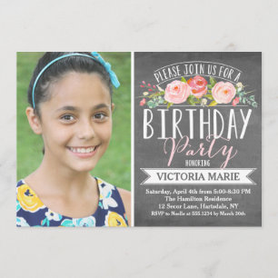 Convite Quadro de banner rosa   Aniversário