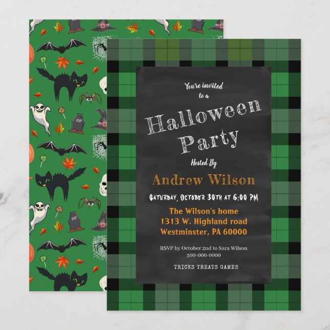 Convite Quadro De Capa De Halloween Bonito E Spooky (Frente/Verso)