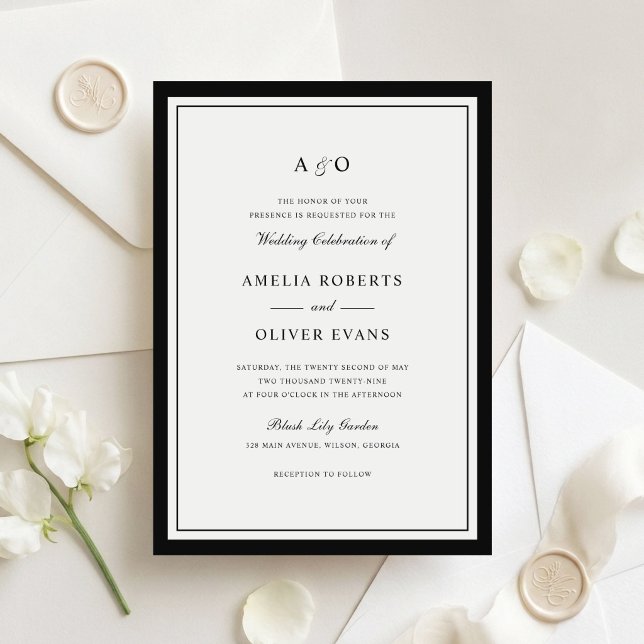 Convite Quadro de Casamento Clássico Elegante (Criador carregado)