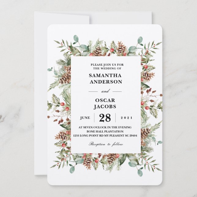 Convite Quadro de Cone Verde-Pinheiro (Frente)