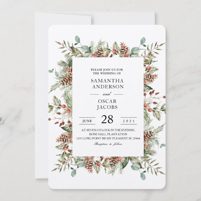 Convite Quadro de Cone Verde-Pinheiro (Frente)