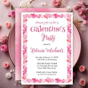 Convite Quadro de Corações para Festa de Galentine's Day