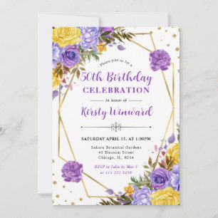Convite Quadro de Flores Boho Aquarela para Aniversário de